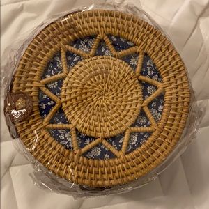 Woven Rattan Round Straw Shoulder Bag